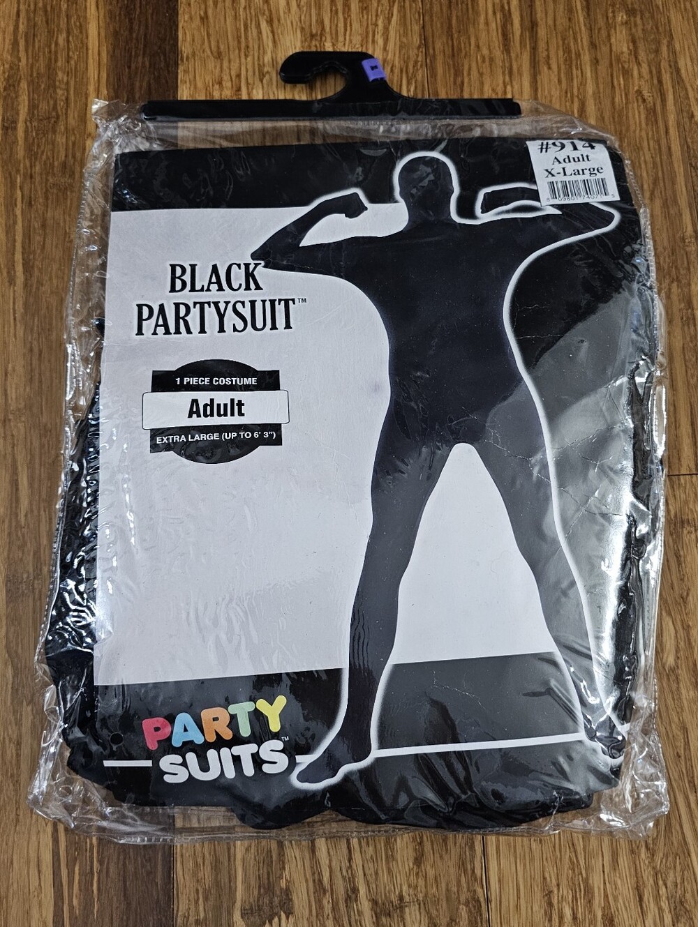 New Adult Black Party Suit Full Body Spandex Jumpsuit Costume Size XL Up to 6'3